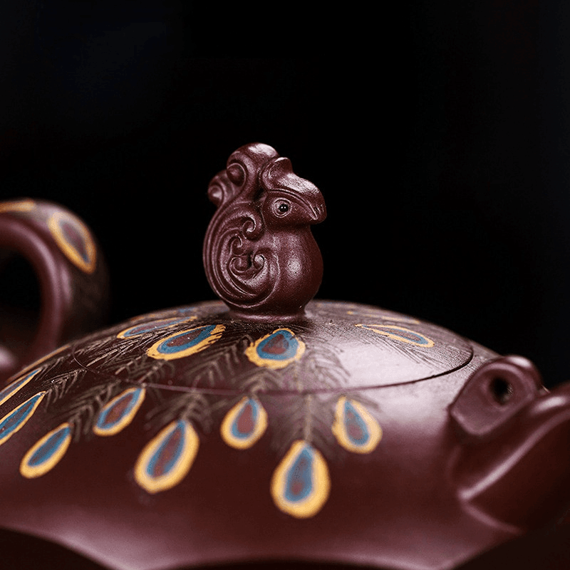 Full Handmade Yixing Zisha Teapot [Peacock] (Zi Xue Sha - 280ml) - YIQIN TEA HOUSE | yiqinteahouse.com | 200-300ml, full handmade zisha teapot, new arrival, teapot, teaware