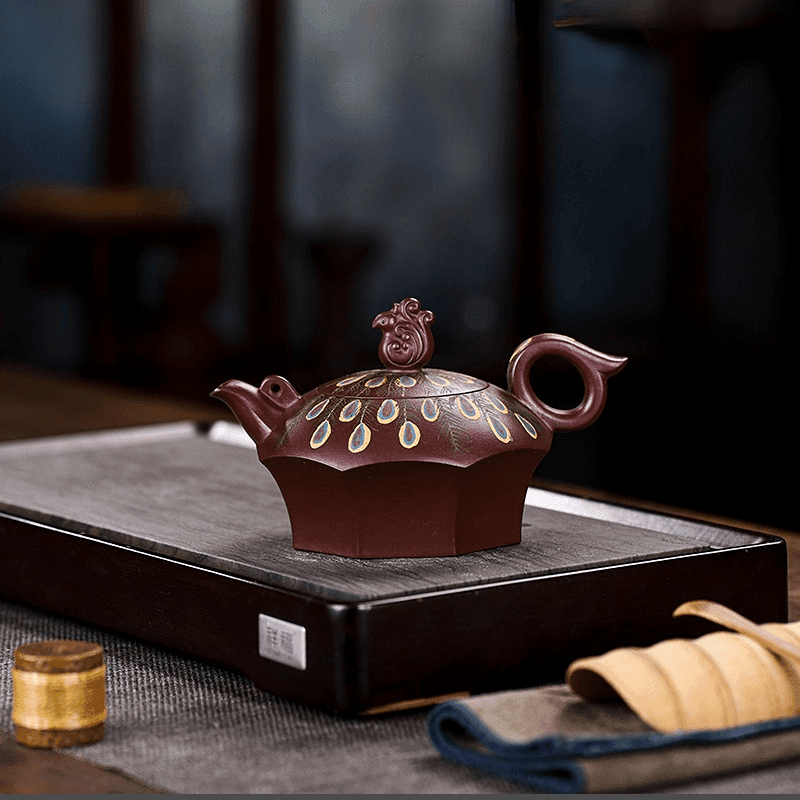 Full Handmade Yixing Zisha Teapot [Peacock] (Zi Xue Sha - 280ml) - YIQIN TEA HOUSE | yiqinteahouse.com | 200-300ml, full handmade zisha teapot, new arrival, teapot, teaware