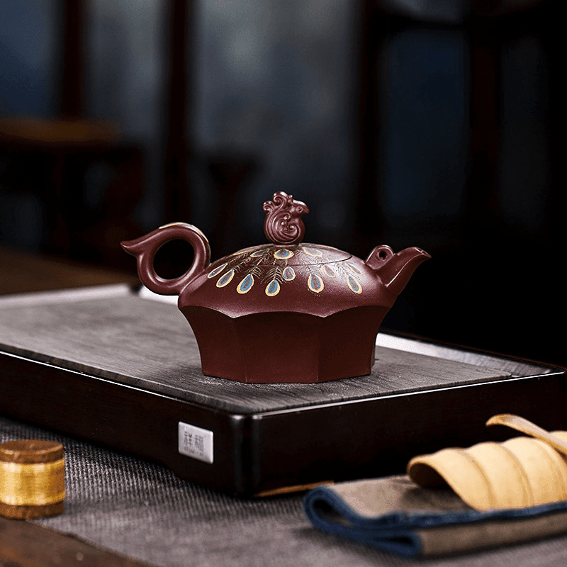 Full Handmade Yixing Zisha Teapot [Peacock] (Zi Xue Sha - 280ml) - YIQIN TEA HOUSE | yiqinteahouse.com | 200-300ml, full handmade zisha teapot, new arrival, teapot, teaware