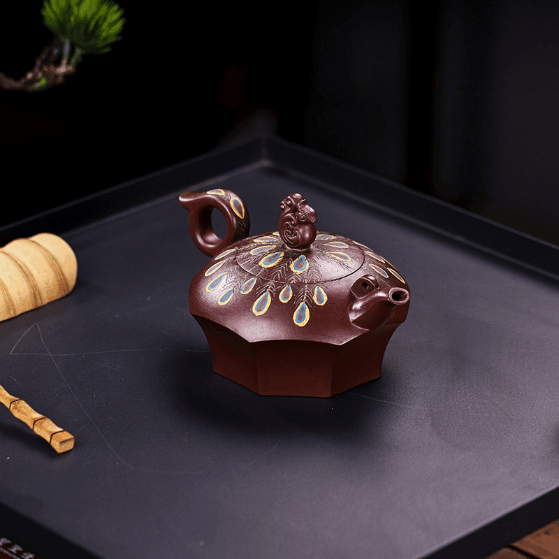 Full Handmade Yixing Zisha Teapot [Peacock] (Zi Xue Sha - 280ml) - YIQIN TEA HOUSE | yiqinteahouse.com | 200-300ml, full handmade zisha teapot, new arrival, teapot, teaware