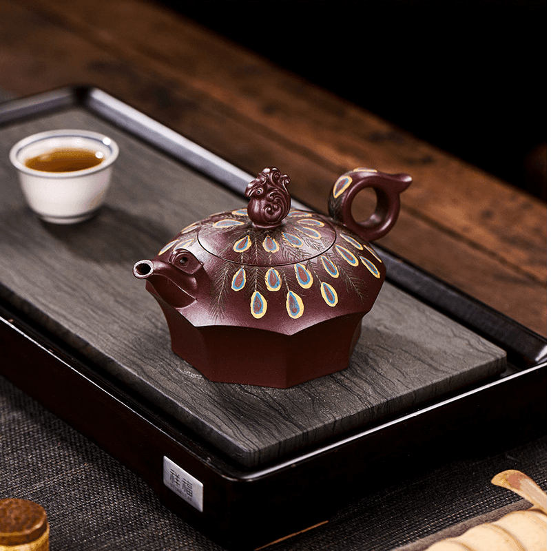 Full Handmade Yixing Zisha Teapot [Peacock] (Zi Xue Sha - 280ml) - YIQIN TEA HOUSE | yiqinteahouse.com | 200-300ml, full handmade zisha teapot, new arrival, teapot, teaware