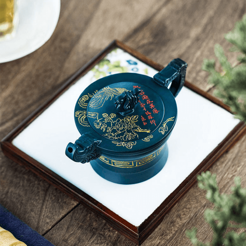 Full Handmade Yixing Zisha Teapot [Phoenix] (Sumatran Green - 320ml) - YIQIN TEA HOUSE | yiqinteahouse.com | >300ml, full handmade zisha teapot, new arrival, teapot, teaware