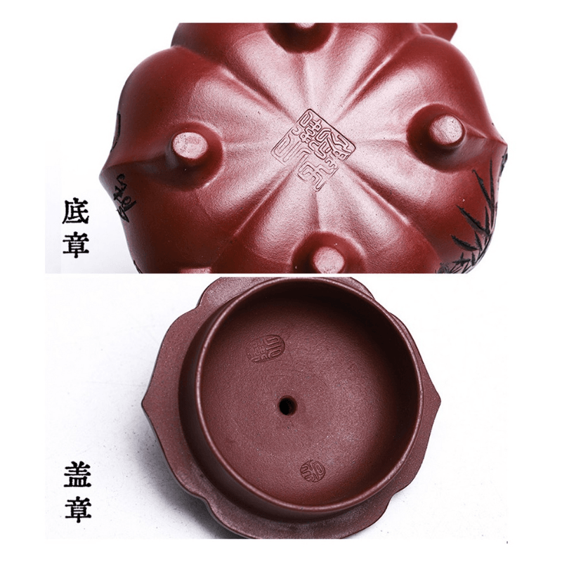 Full Handmade Yixing Zisha Teapot [Pine Bamboo Plum] (Long Xue Sha - 250ml) - YIQIN TEA HOUSE | yiqinteahouse.com | 200-300ml, full handmade zisha teapot, new arrival, teapot, teaware