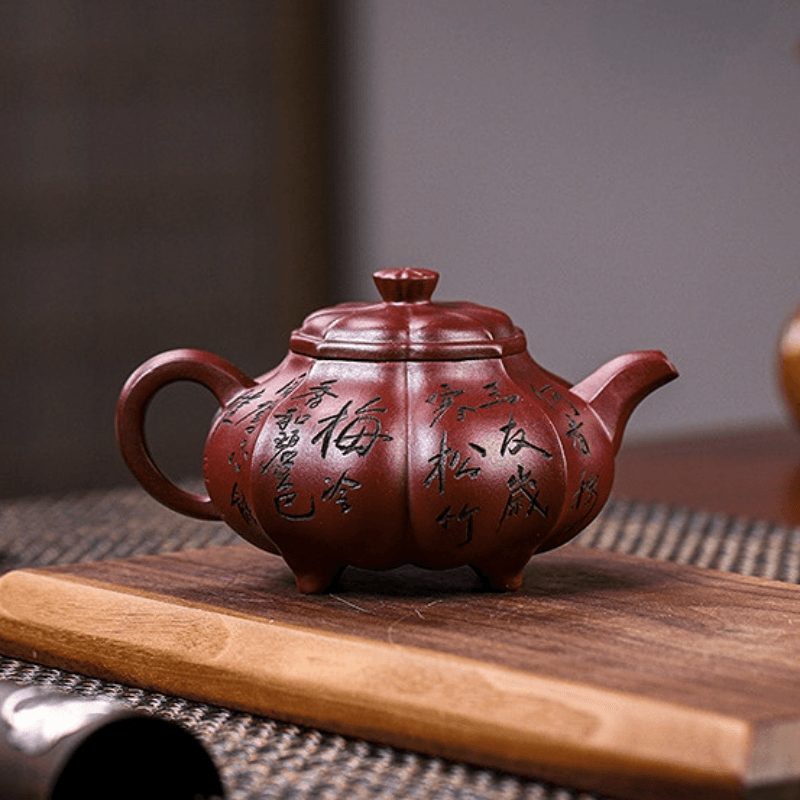 Full Handmade Yixing Zisha Teapot [Pine Bamboo Plum] (Long Xue Sha - 250ml) - YIQIN TEA HOUSE | yiqinteahouse.com | 200-300ml, full handmade zisha teapot, new arrival, teapot, teaware