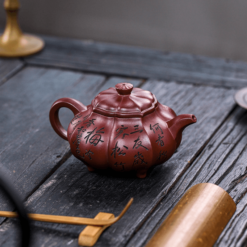 Full Handmade Yixing Zisha Teapot [Pine Bamboo Plum] (Long Xue Sha - 250ml) - YIQIN TEA HOUSE | yiqinteahouse.com | 200-300ml, full handmade zisha teapot, new arrival, teapot, teaware