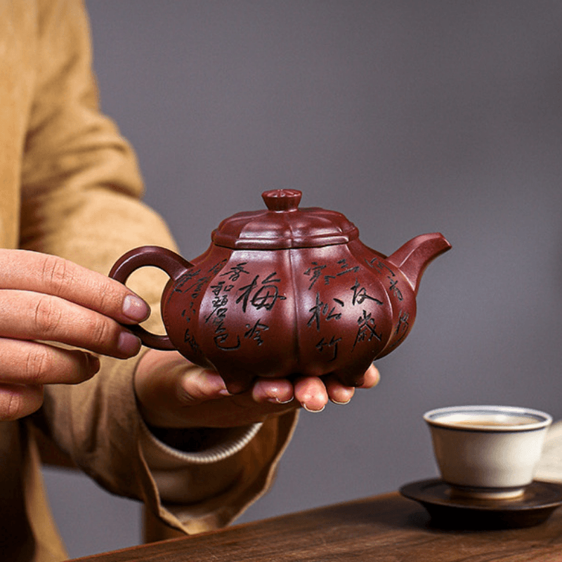 Full Handmade Yixing Zisha Teapot [Pine Bamboo Plum] (Long Xue Sha - 250ml) - YIQIN TEA HOUSE | yiqinteahouse.com | 200-300ml, full handmade zisha teapot, new arrival, teapot, teaware