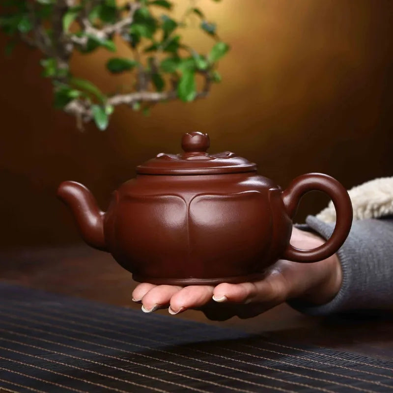 Full Handmade Yixing Zisha Teapot [Prosperous Lotus] (Lao Zi Ni - 320ml) - YIQIN TEA HOUSE | yiqinteahouse.com | >300ml, autopostr_instagram_69921, full handmade zisha teapot, new arrival, plain smooth, teapot, teaware