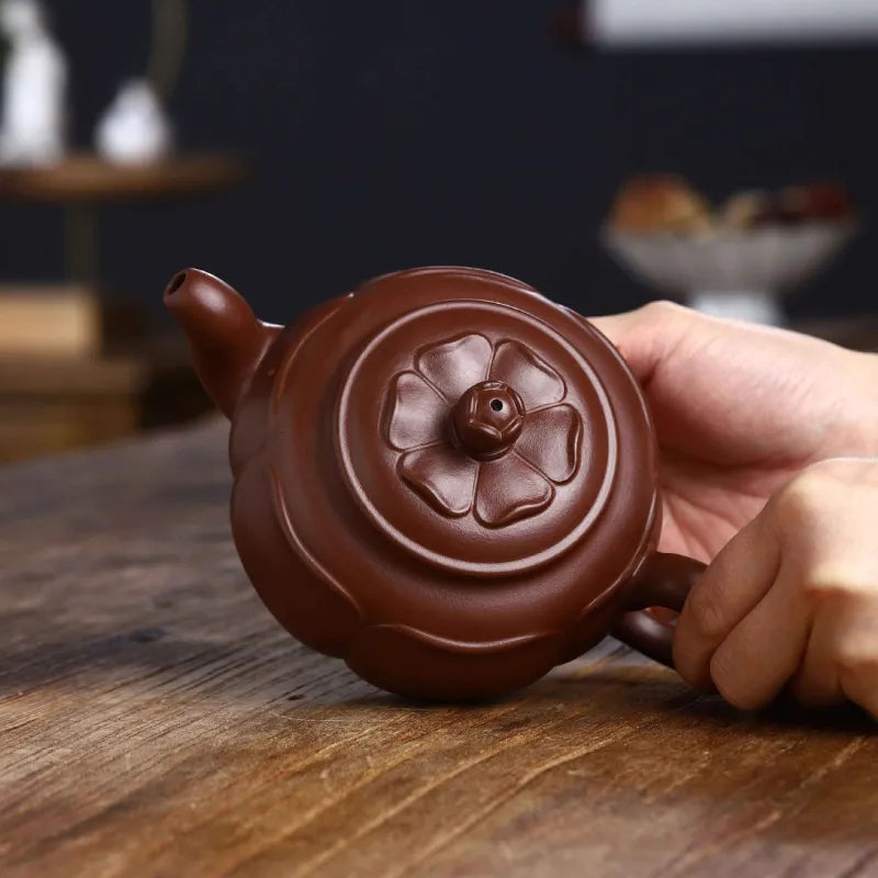 Full Handmade Yixing Zisha Teapot [Prosperous Lotus] (Lao Zi Ni - 320ml) - YIQIN TEA HOUSE | yiqinteahouse.com | >300ml, full handmade zisha teapot, new arrival, plain smooth, teapot, teaware