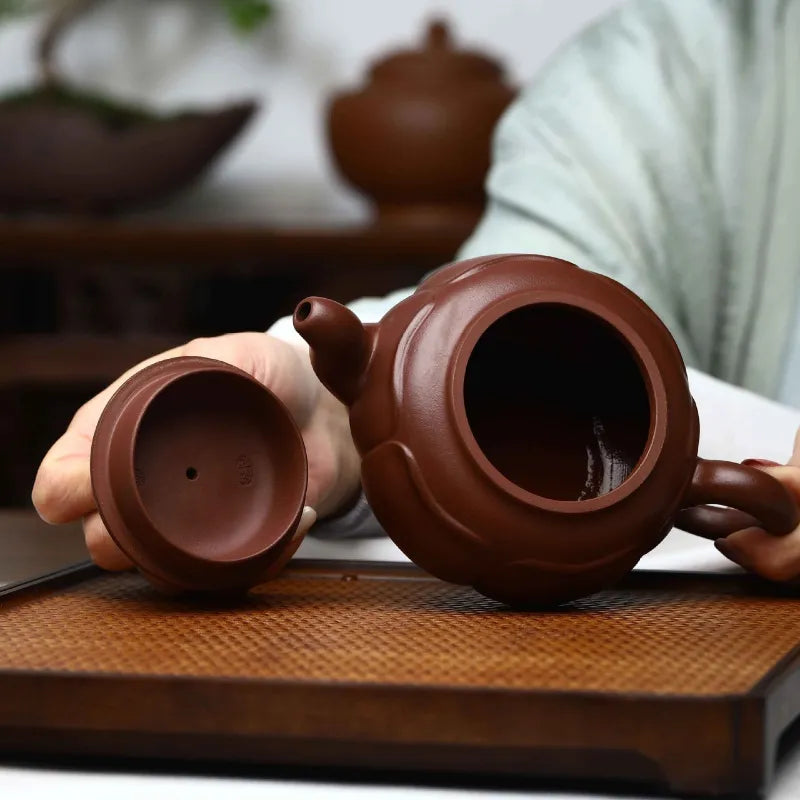 Full Handmade Yixing Zisha Teapot [Prosperous Lotus] (Lao Zi Ni - 320ml) - YIQIN TEA HOUSE | yiqinteahouse.com | >300ml, full handmade zisha teapot, new arrival, plain smooth, teapot, teaware