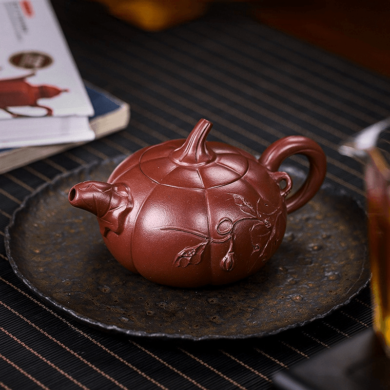 Full Handmade Yixing Zisha Teapot [Pumpkin] (Zi Ni - 380ml) - YIQIN TEA HOUSE | yiqinteahouse.com | >300ml, full handmade zisha teapot, new arrival, teapot, teaware