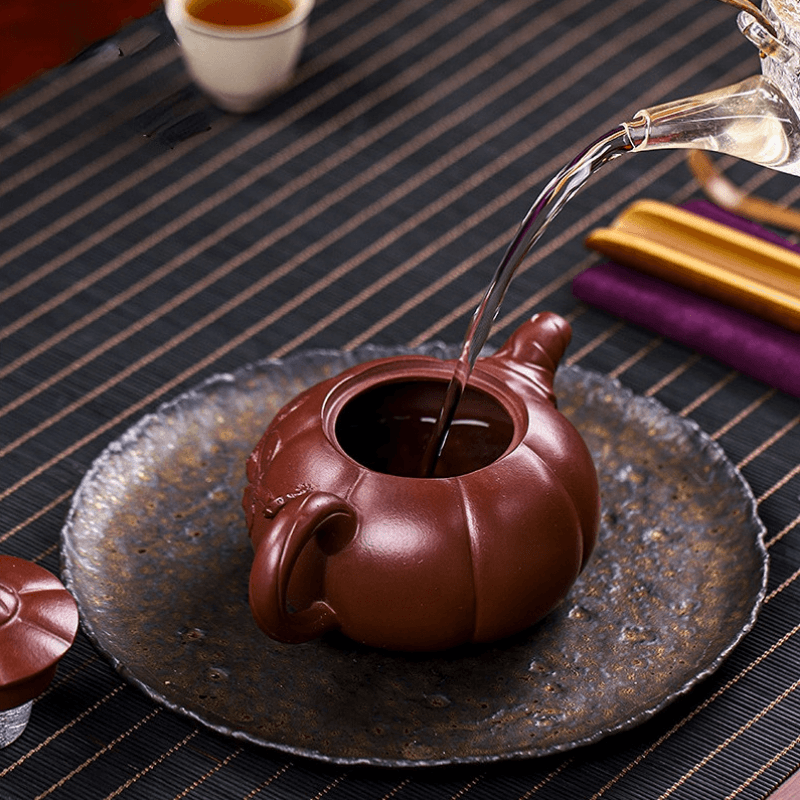 Full Handmade Yixing Zisha Teapot [Pumpkin] (Zi Ni - 380ml) - YIQIN TEA HOUSE | yiqinteahouse.com | >300ml, full handmade zisha teapot, new arrival, teapot, teaware