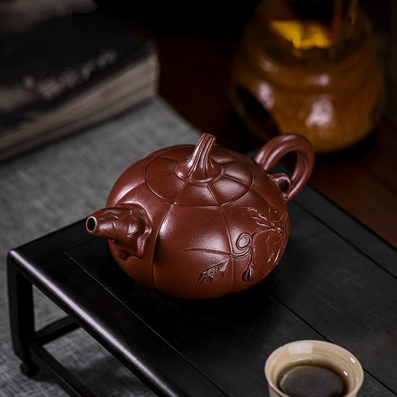 Full Handmade Yixing Zisha Teapot [Pumpkin] (Zi Ni - 380ml) - YIQIN TEA HOUSE | yiqinteahouse.com | >300ml, full handmade zisha teapot, new arrival, teapot, teaware