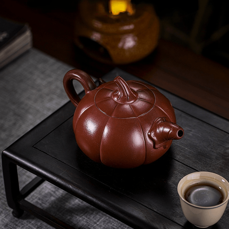 Full Handmade Yixing Zisha Teapot [Pumpkin] (Zi Ni - 380ml) - YIQIN TEA HOUSE | yiqinteahouse.com | >300ml, full handmade zisha teapot, new arrival, teapot, teaware