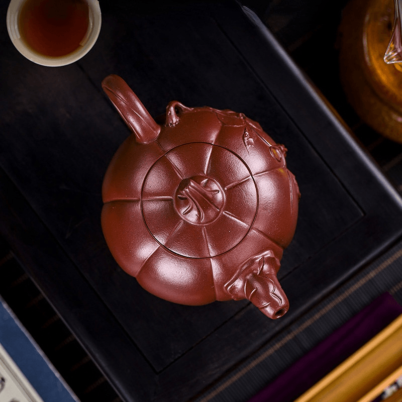 Full Handmade Yixing Zisha Teapot [Pumpkin] (Zi Ni - 380ml) - YIQIN TEA HOUSE | yiqinteahouse.com | >300ml, full handmade zisha teapot, new arrival, teapot, teaware