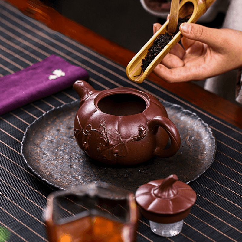 Full Handmade Yixing Zisha Teapot [Pumpkin] (Zi Ni - 380ml) - YIQIN TEA HOUSE | yiqinteahouse.com | >300ml, full handmade zisha teapot, new arrival, teapot, teaware