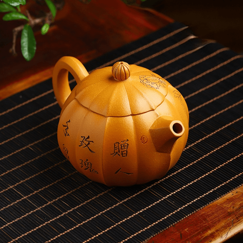 Full Handmade Yixing Zisha Teapot [Rose Xishi] (Xiehuang Duan - 245ml) - YIQIN TEA HOUSE | yiqinteahouse.com | 200-300ml, full handmade zisha teapot, new arrival, teapot, teaware