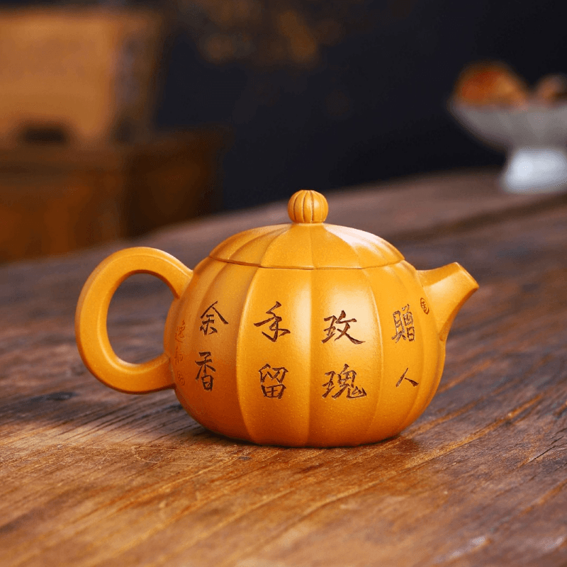 Full Handmade Yixing Zisha Teapot [Rose Xishi] (Xiehuang Duan - 245ml) - YIQIN TEA HOUSE | yiqinteahouse.com | 200-300ml, full handmade zisha teapot, new arrival, teapot, teaware