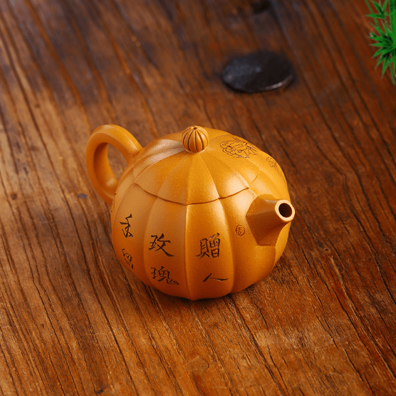 Full Handmade Yixing Zisha Teapot [Rose Xishi] (Xiehuang Duan - 245ml) - YIQIN TEA HOUSE | yiqinteahouse.com | 200-300ml, full handmade zisha teapot, new arrival, teapot, teaware