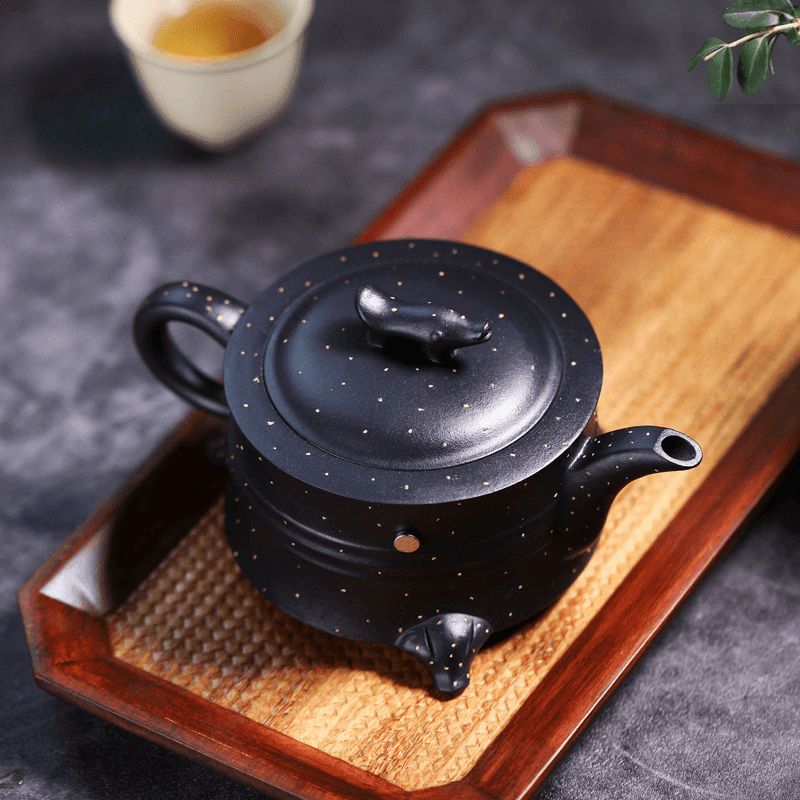 Full Handmade Yixing Zisha Teapot [San Zu Lu Ding] (Shi Huang - 220ml) - YIQIN TEA HOUSE | yiqinteahouse.com | 200-300ml, full handmade zisha teapot, new arrival, teapot, teaware