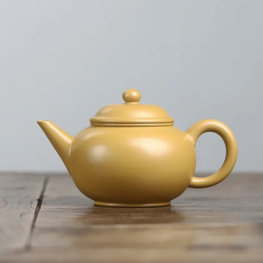 Full Handmade Yixing Zisha Teapot [Shui Ping Pot] (Huangjin Zhu Ni - 220ml) - YIQIN TEA HOUSE | yiqinteahouse.com | 200-300ml, full handmade zisha teapot, new arrival, plain smooth, teapot, teaware