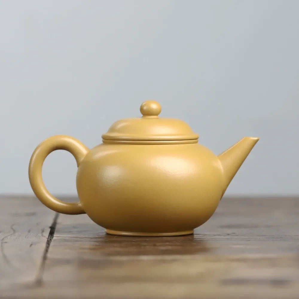 Full Handmade Yixing Zisha Teapot [Shui Ping Pot] (Huangjin Zhu Ni - 220ml) - YIQIN TEA HOUSE | yiqinteahouse.com | 200-300ml, full handmade zisha teapot, new arrival, plain smooth, teapot, teaware