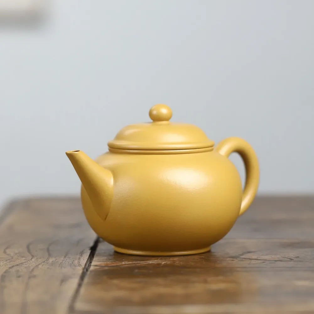 Full Handmade Yixing Zisha Teapot [Shui Ping Pot] (Huangjin Zhu Ni - 220ml) - YIQIN TEA HOUSE | yiqinteahouse.com | 200-300ml, full handmade zisha teapot, new arrival, plain smooth, teapot, teaware