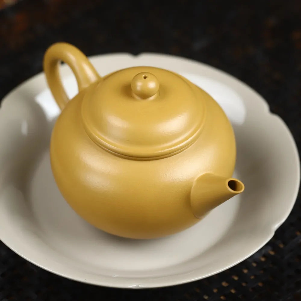 Full Handmade Yixing Zisha Teapot [Shui Ping Pot] (Huangjin Zhu Ni - 220ml) - YIQIN TEA HOUSE | yiqinteahouse.com | 200-300ml, full handmade zisha teapot, new arrival, plain smooth, teapot, teaware