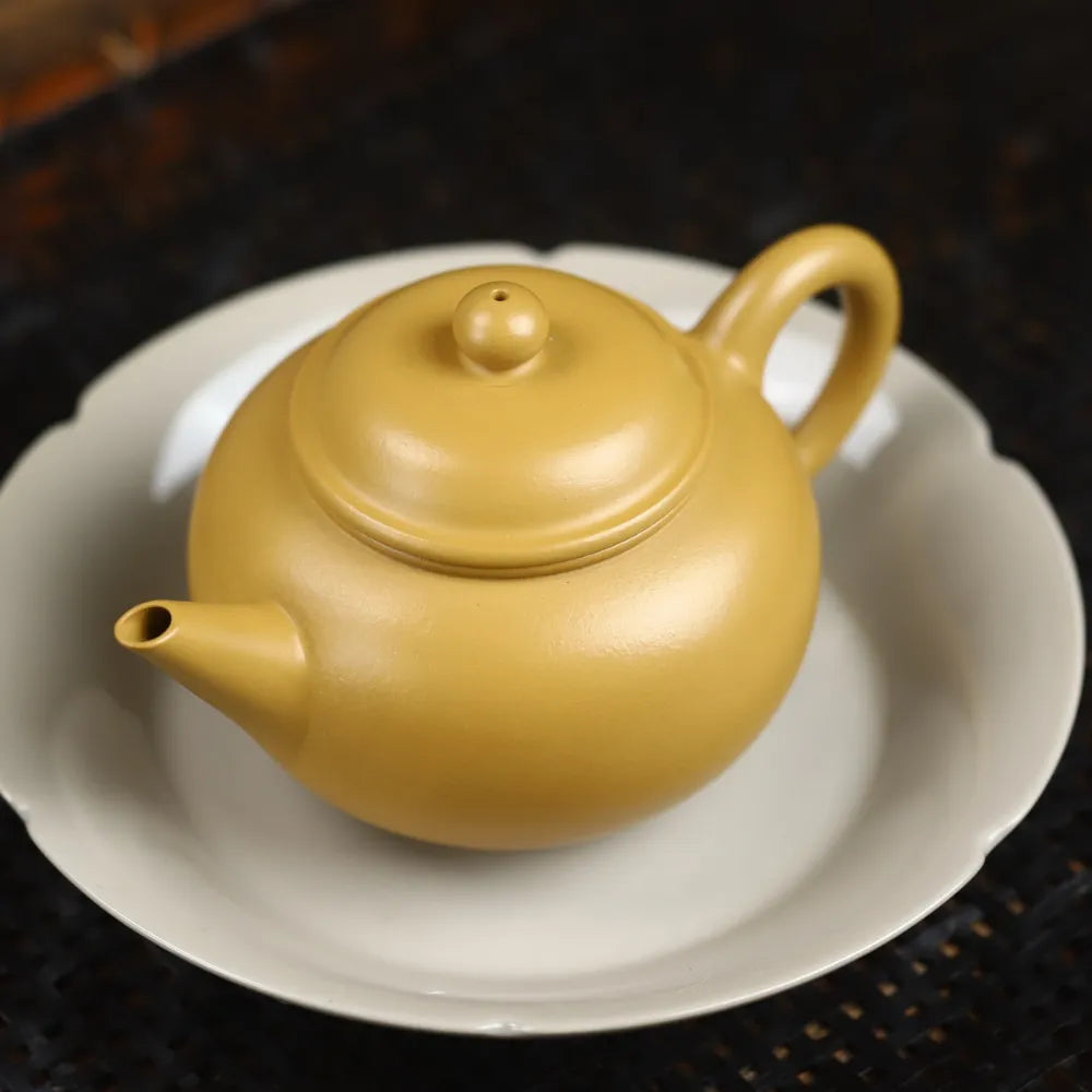 Full Handmade Yixing Zisha Teapot [Shui Ping Pot] (Huangjin Zhu Ni - 220ml) - YIQIN TEA HOUSE | yiqinteahouse.com | 200-300ml, full handmade zisha teapot, new arrival, plain smooth, teapot, teaware