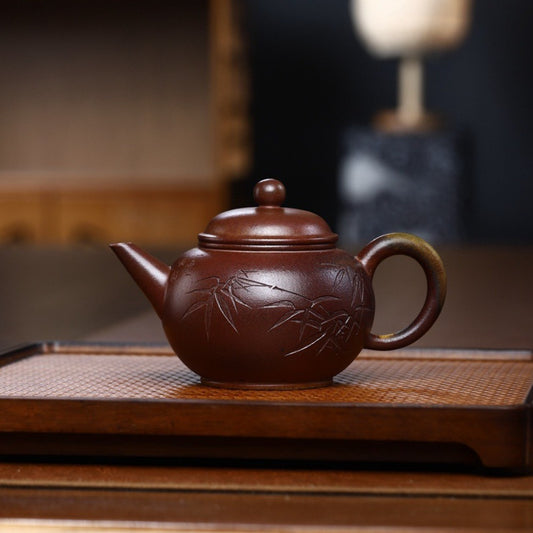 Full Handmade Yixing Zisha Teapot [Shui Ping Pot] (Qing Duan Ni Firewood Fired - 200ml) - YIQIN TEA HOUSE | yiqinteahouse.com | 200-300ml, full handmade zisha teapot, new arrival, teapot, teaware