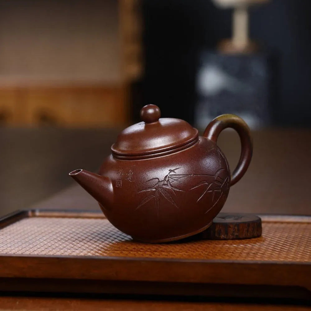 Full Handmade Yixing Zisha Teapot [Shui Ping Pot] (Qing Duan Ni Firewood Fired - 200ml) - YIQIN TEA HOUSE | yiqinteahouse.com | 200-300ml, full handmade zisha teapot, new arrival, teapot, teaware