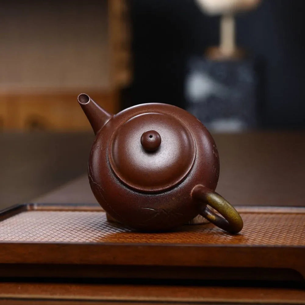 Full Handmade Yixing Zisha Teapot [Shui Ping Pot] (Qing Duan Ni Firewood Fired - 200ml) - YIQIN TEA HOUSE | yiqinteahouse.com | 200-300ml, full handmade zisha teapot, new arrival, teapot, teaware