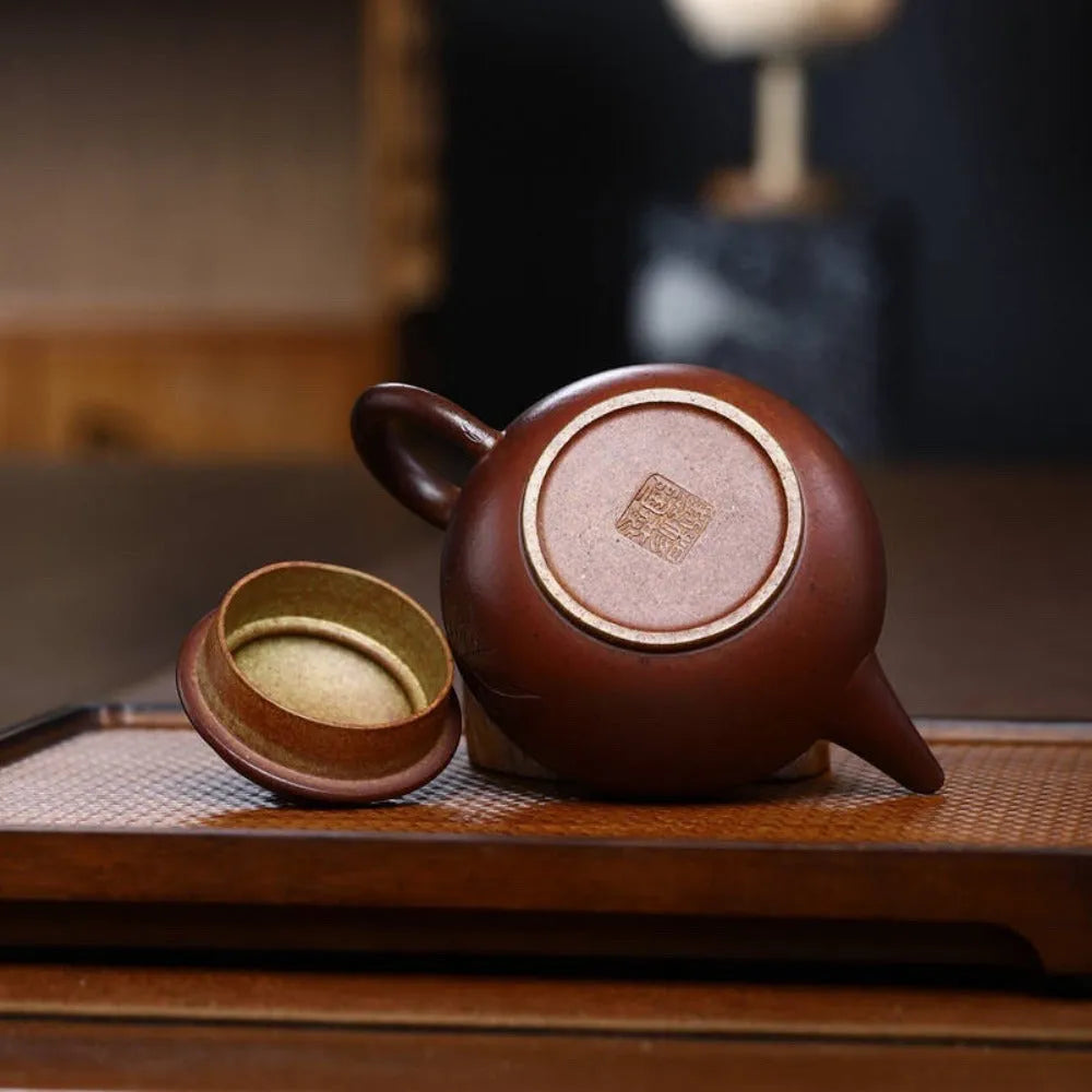 Full Handmade Yixing Zisha Teapot [Shui Ping Pot] (Qing Duan Ni Firewood Fired - 200ml) - YIQIN TEA HOUSE | yiqinteahouse.com | 200-300ml, full handmade zisha teapot, new arrival, teapot, teaware