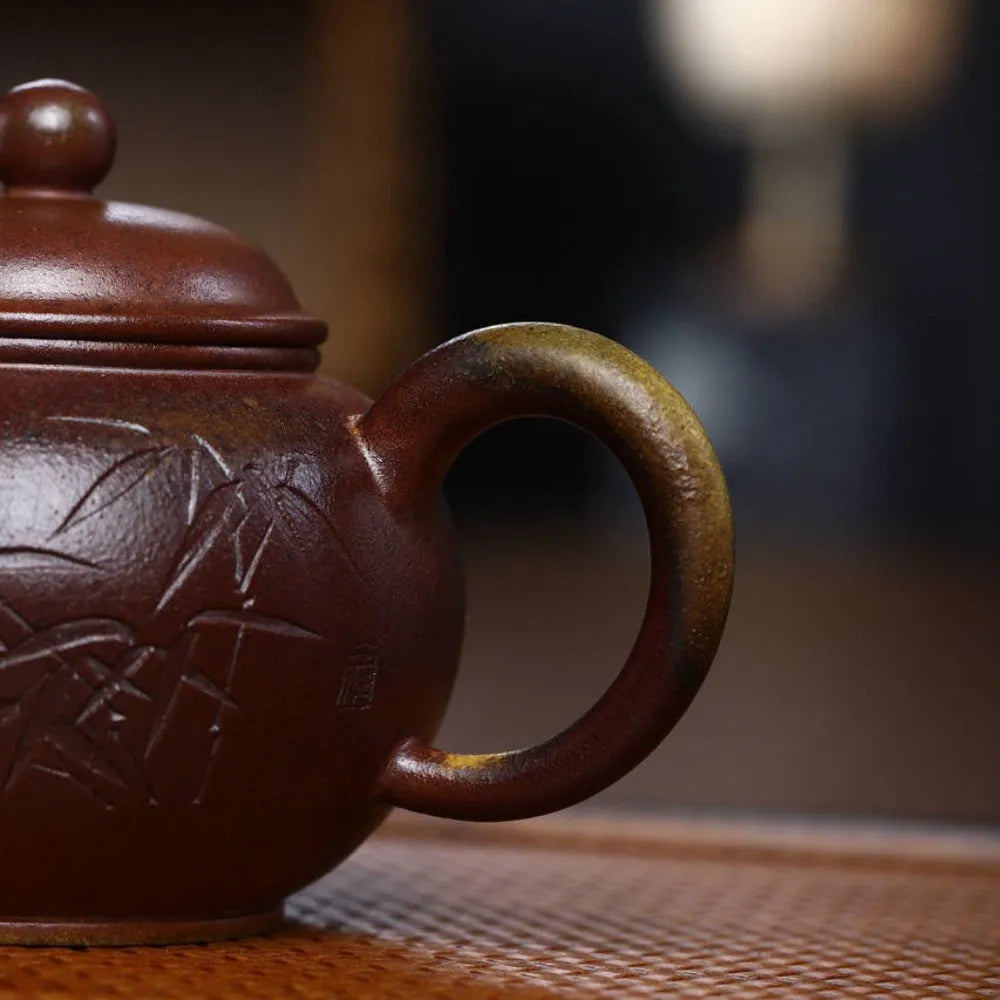 Full Handmade Yixing Zisha Teapot [Shui Ping Pot] (Qing Duan Ni Firewood Fired - 200ml) - YIQIN TEA HOUSE | yiqinteahouse.com | 200-300ml, full handmade zisha teapot, new arrival, teapot, teaware