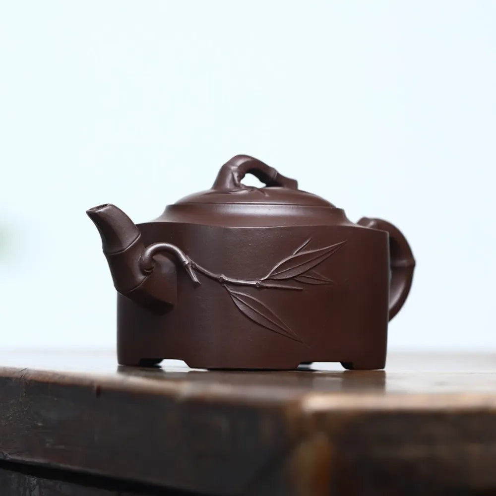 Full Handmade Yixing Zisha Teapot [Sifang Bamboo Pot] (Lao Zi Ni - 250ml) - YIQIN TEA HOUSE | yiqinteahouse.com | 200-300ml, full handmade zisha teapot, new arrival, teapot, teaware