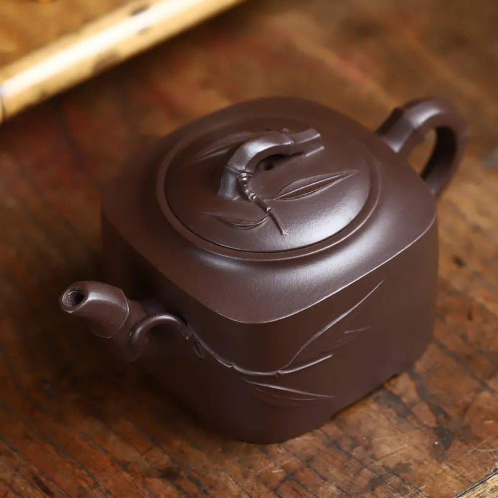 Full Handmade Yixing Zisha Teapot [Sifang Bamboo Pot] (Lao Zi Ni - 250ml) - YIQIN TEA HOUSE | yiqinteahouse.com | 200-300ml, full handmade zisha teapot, new arrival, teapot, teaware