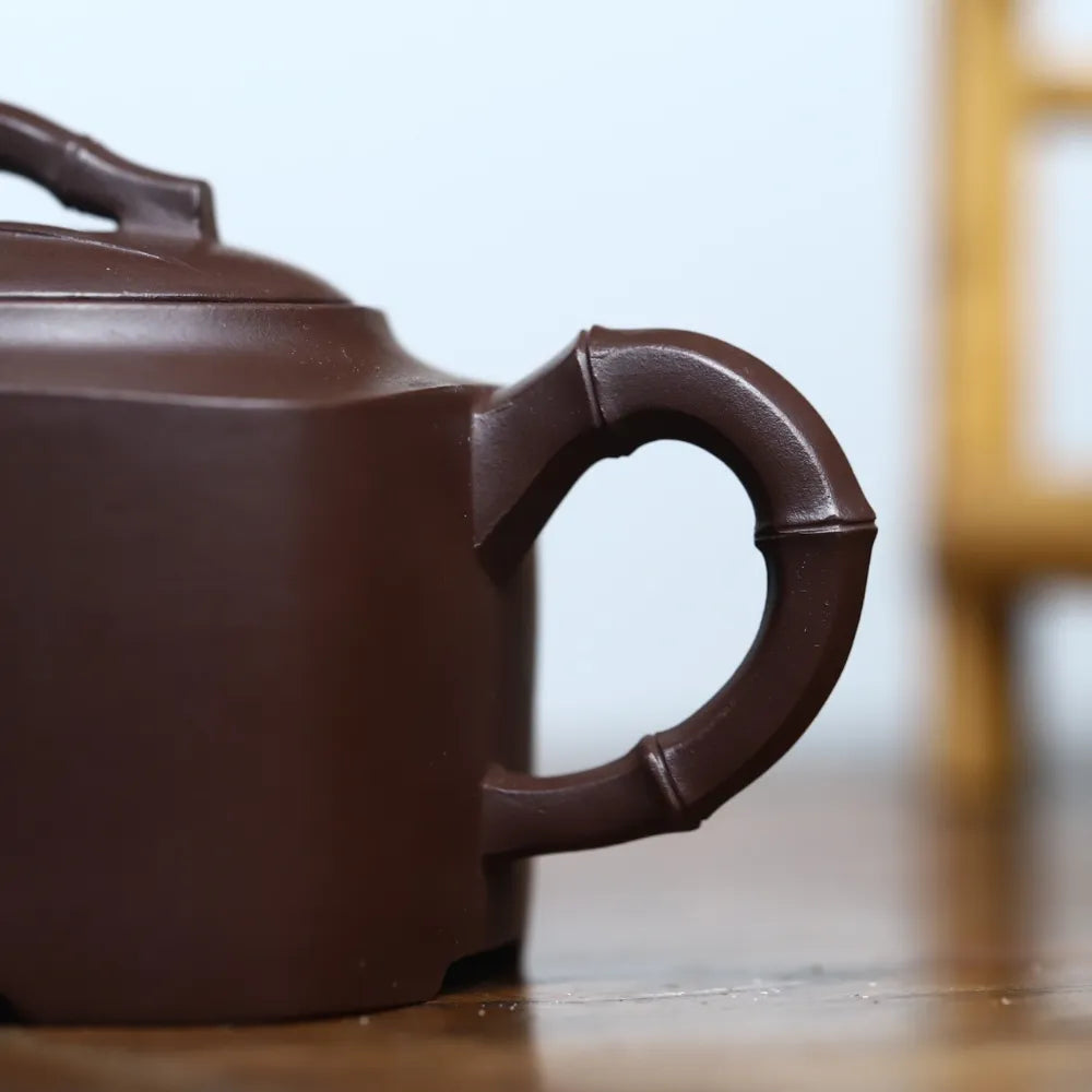 Full Handmade Yixing Zisha Teapot [Sifang Bamboo Pot] (Lao Zi Ni - 250ml) - YIQIN TEA HOUSE | yiqinteahouse.com | 200-300ml, full handmade zisha teapot, new arrival, teapot, teaware