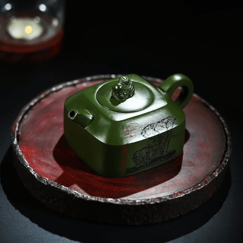 Full Handmade Yixing Zisha Teapot [Wanxiang Gengxin] 1 Pot 5 Cups Set (Douqing sha - 260ml) - YIQIN TEA HOUSE | yiqinteahouse.com | 200-300ml, full handmade zisha teapot, new arrival, teapot, teaware, teaware set