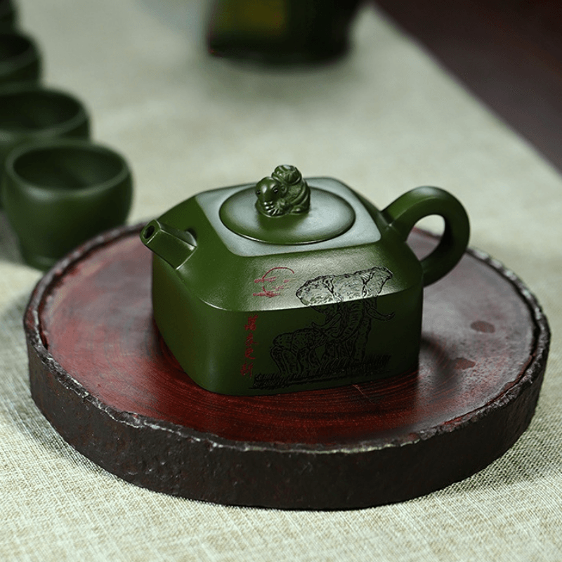 Full Handmade Yixing Zisha Teapot [Wanxiang Gengxin] 1 Pot 5 Cups Set (Douqing sha - 260ml) - YIQIN TEA HOUSE | yiqinteahouse.com | 200-300ml, autopostr_instagram_69921, full handmade zisha teapot, new arrival, teapot, teaware, teaware set