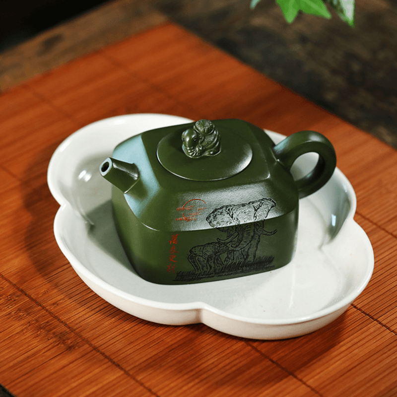 Full Handmade Yixing Zisha Teapot [Wanxiang Gengxin] 1 Pot 5 Cups Set (Douqing sha - 260ml) - YIQIN TEA HOUSE | yiqinteahouse.com | 200-300ml, full handmade zisha teapot, new arrival, teapot, teaware, teaware set