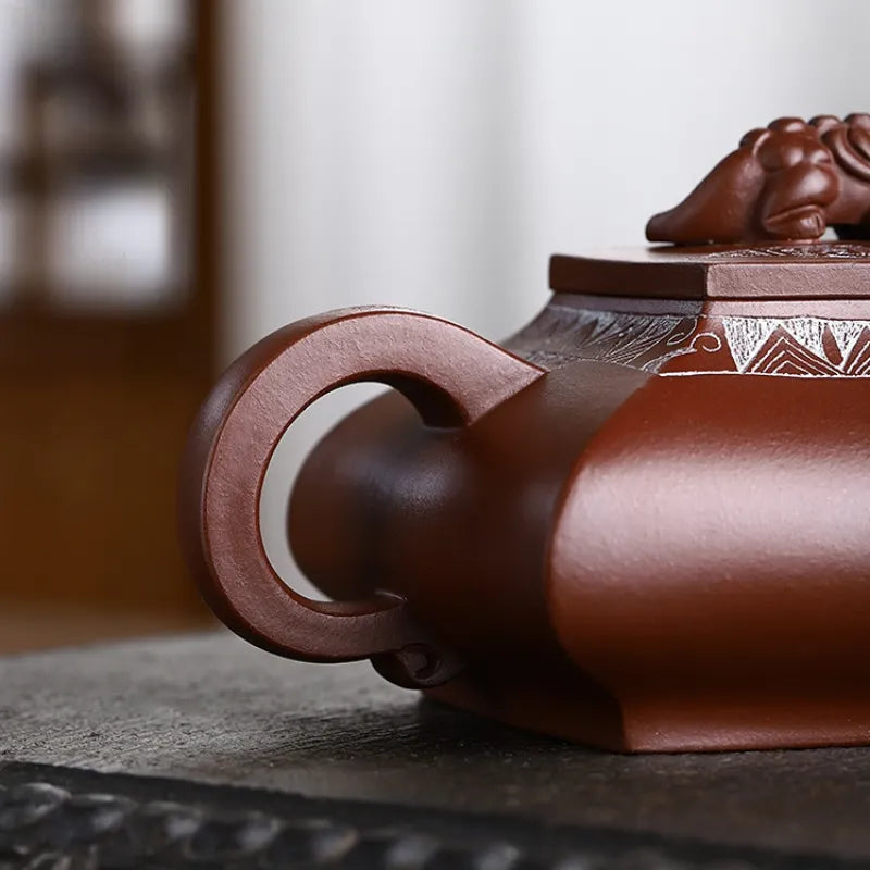 Full Handmade Yixing Zisha Teapot [Wealthy] (Lao Zi Ni - 400ml) - YIQIN TEA HOUSE | yiqinteahouse.com | >300ml, full handmade zisha teapot, new arrival, teapot, teaware