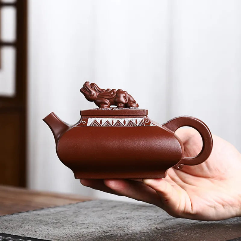 Full Handmade Yixing Zisha Teapot [Wealthy] (Lao Zi Ni - 400ml) - YIQIN TEA HOUSE | yiqinteahouse.com | >300ml, full handmade zisha teapot, new arrival, teapot, teaware