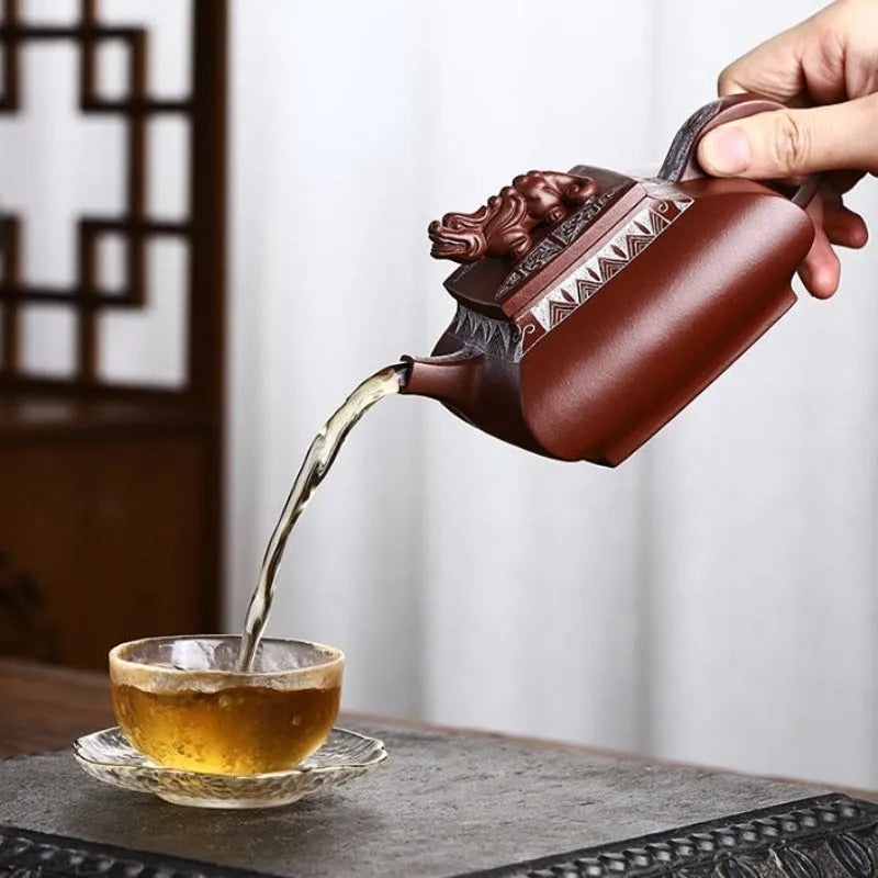 Full Handmade Yixing Zisha Teapot [Wealthy] (Lao Zi Ni - 400ml) - YIQIN TEA HOUSE | yiqinteahouse.com | >300ml, full handmade zisha teapot, new arrival, teapot, teaware