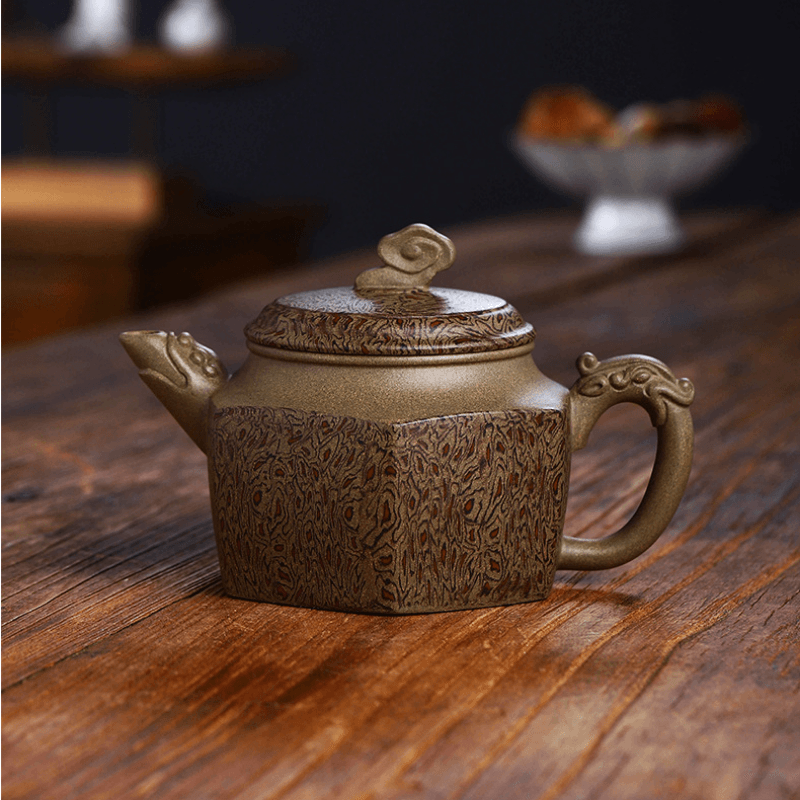 Full Handmade Yixing Zisha Teapot [Wucai Xiangyun] (Qing Duan/Jiao Ni - 330ml) - YIQIN TEA HOUSE | yiqinteahouse.com | >300ml, full handmade zisha teapot, new arrival, teapot, teaware