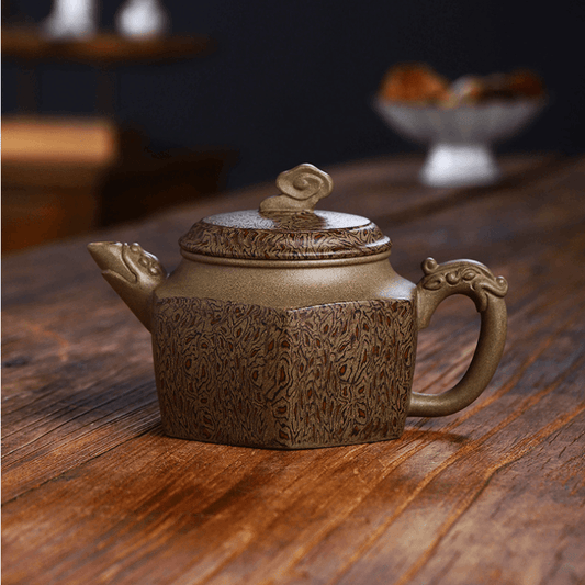 Full Handmade Yixing Purple Clay Teapot [Wucai Xiangyun] | 全手工宜兴紫砂壶 陈腐青段绞泥 [五彩祥云] - YIQIN TEA HOUSE 一沁茶舍  |  yiqinteahouse.com