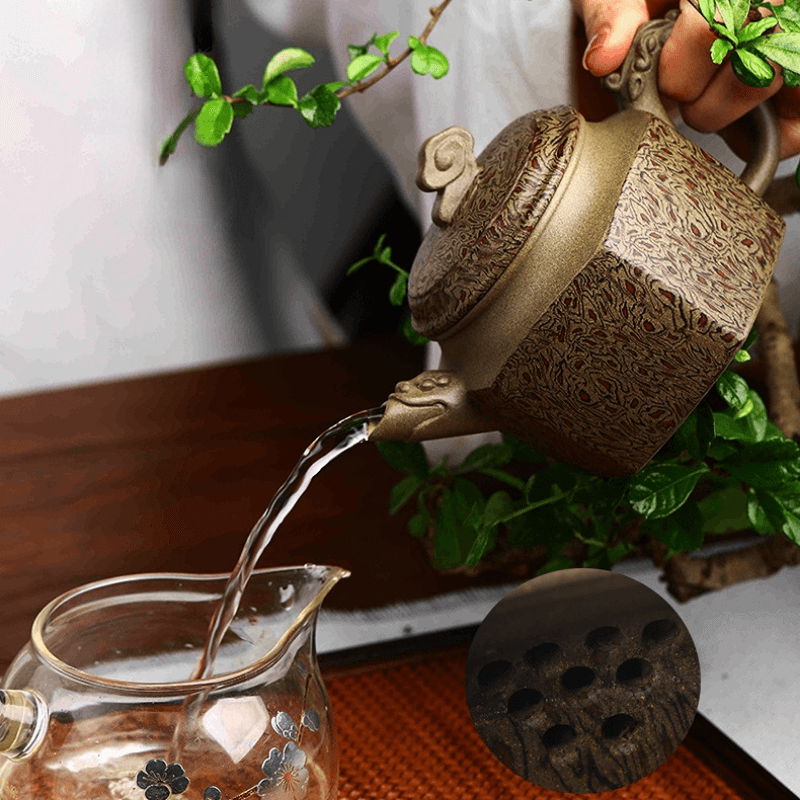 Full Handmade Yixing Zisha Teapot [Wucai Xiangyun] (Qing Duan/Jiao Ni - 330ml) - YIQIN TEA HOUSE | yiqinteahouse.com | >300ml, full handmade zisha teapot, new arrival, teapot, teaware