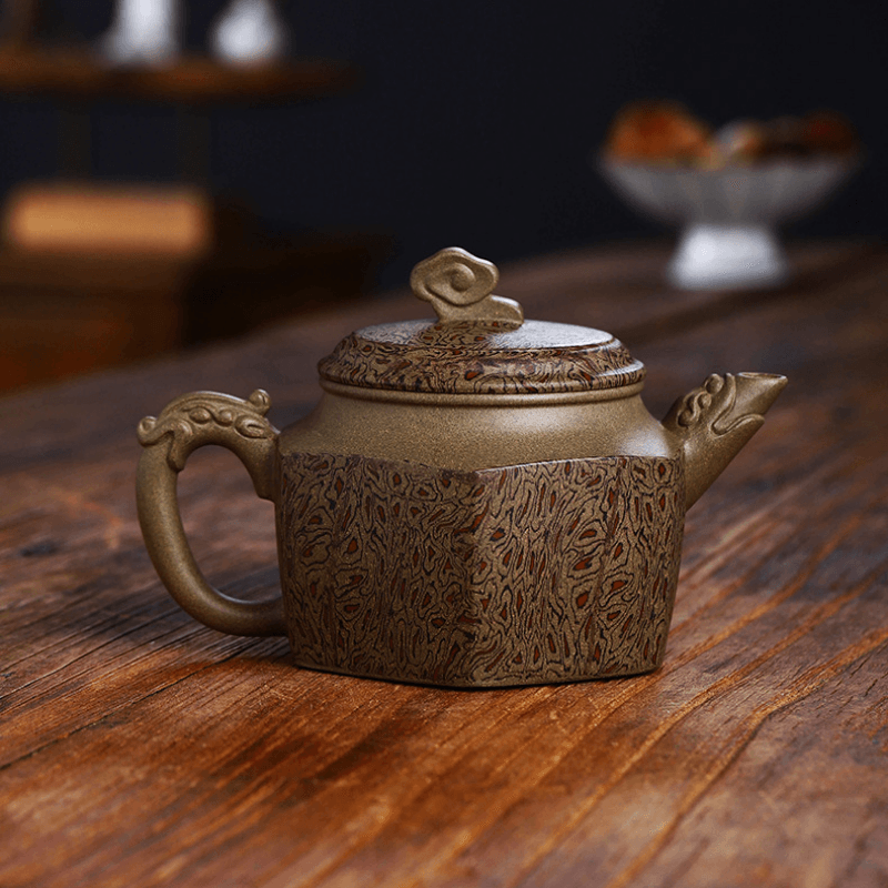 Full Handmade Yixing Zisha Teapot [Wucai Xiangyun] (Qing Duan/Jiao Ni - 330ml) - YIQIN TEA HOUSE | yiqinteahouse.com | >300ml, full handmade zisha teapot, new arrival, teapot, teaware