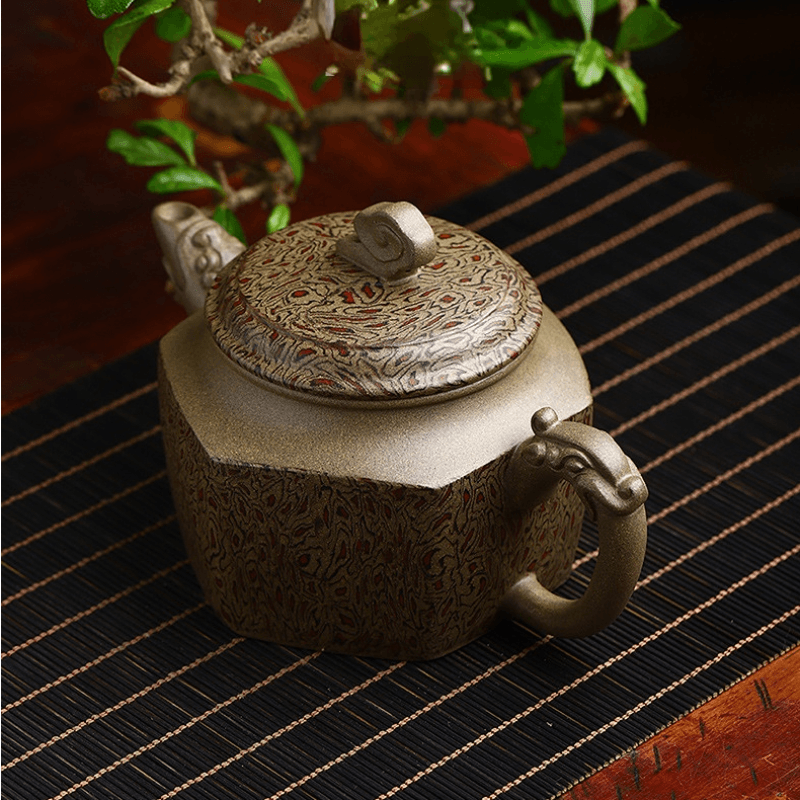 Full Handmade Yixing Zisha Teapot [Wucai Xiangyun] (Qing Duan/Jiao Ni - 330ml) - YIQIN TEA HOUSE | yiqinteahouse.com | >300ml, full handmade zisha teapot, new arrival, teapot, teaware