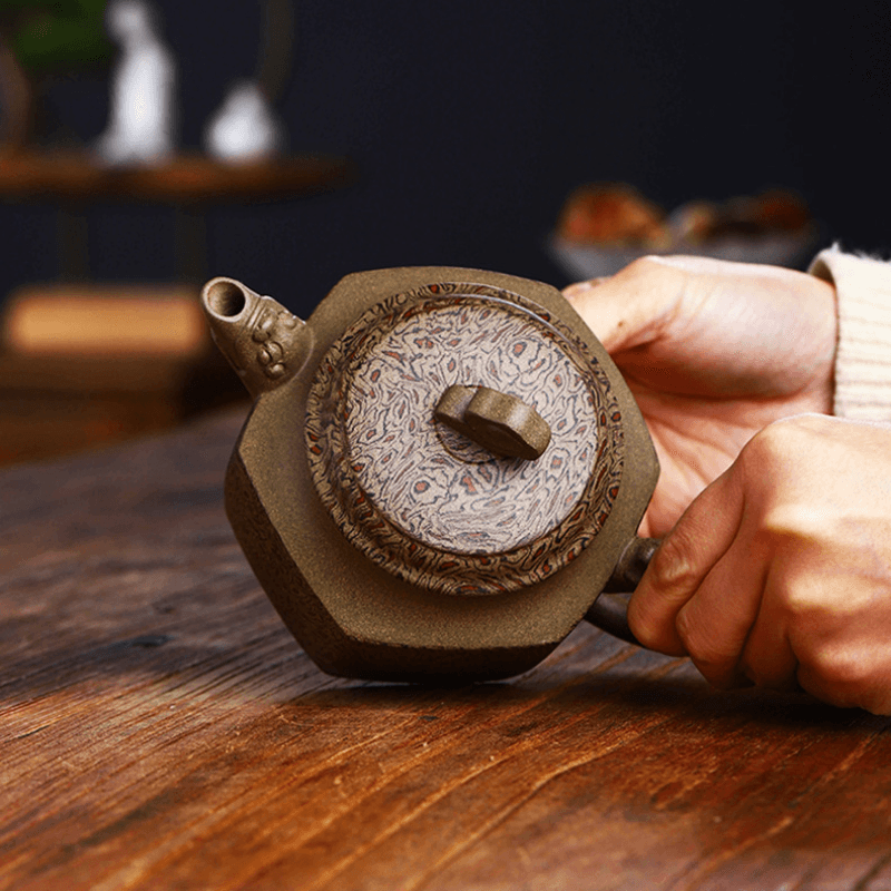 Full Handmade Yixing Zisha Teapot [Wucai Xiangyun] (Qing Duan/Jiao Ni - 330ml) - YIQIN TEA HOUSE | yiqinteahouse.com | >300ml, full handmade zisha teapot, new arrival, teapot, teaware