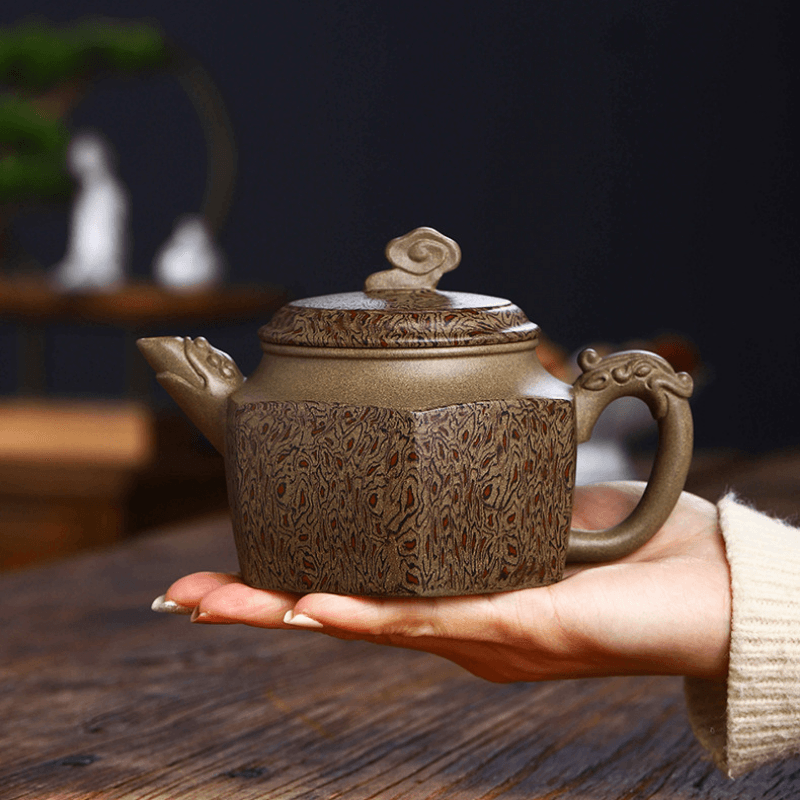 Full Handmade Yixing Zisha Teapot [Wucai Xiangyun] (Qing Duan/Jiao Ni - 330ml) - YIQIN TEA HOUSE | yiqinteahouse.com | >300ml, full handmade zisha teapot, new arrival, teapot, teaware