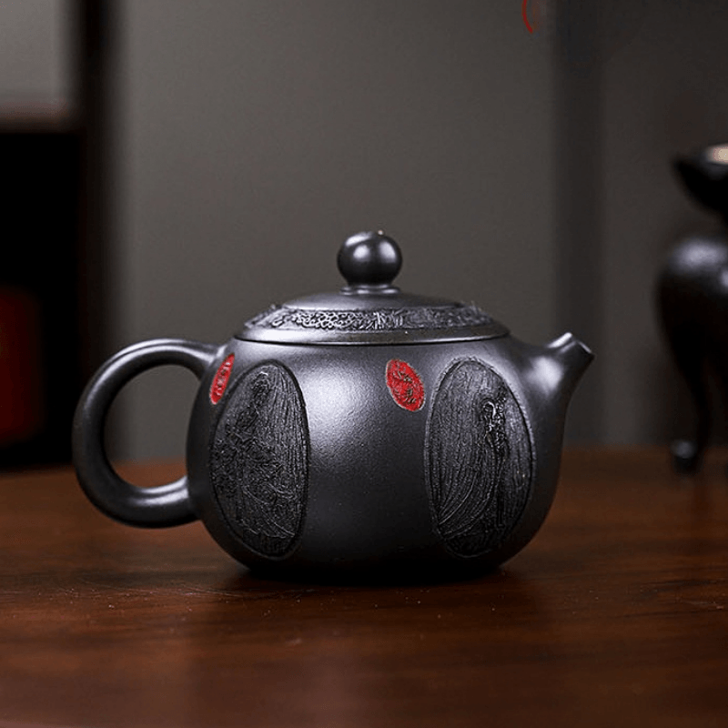 Full Handmade Yixing Zisha Teapot [Xiang Yun Xishi] (Shenjing Mo Lu Ni - 430ml) - YIQIN TEA HOUSE | yiqinteahouse.com | >300ml, full handmade zisha teapot, new arrival, teapot, teaware